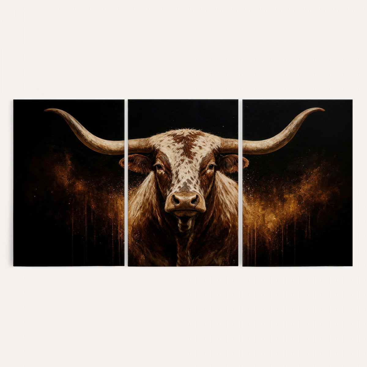 62076449-MGV-CV-36X24 - Texas Bull Cow Longhorn Canvas Wall Art Moody Western Bull Oil Painting Print