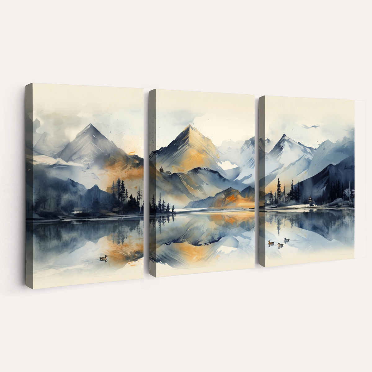10196184T-MGV-CV-36X24 - Lake Abstract Mountain Wall Art Canvas Print