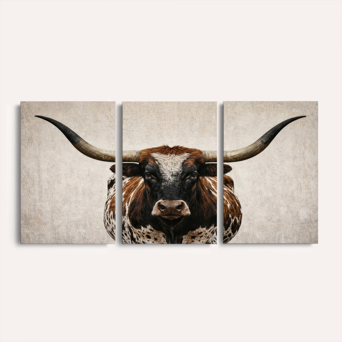 58622065-MGV-CV-36X24 - Texas Longhorn Canvas Wall Art Western Bull Desert Moody Grey Overcast Rustic Farmhouse Framed Large for Living Room Bedroom Office Decor