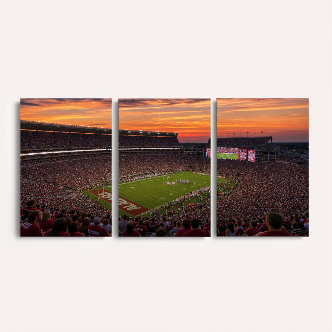 Alabama Crimson Tide Wall Art Canvas Print, Bryant Denny in Tuscaloosa Alabama, Framed and Ready to Hang