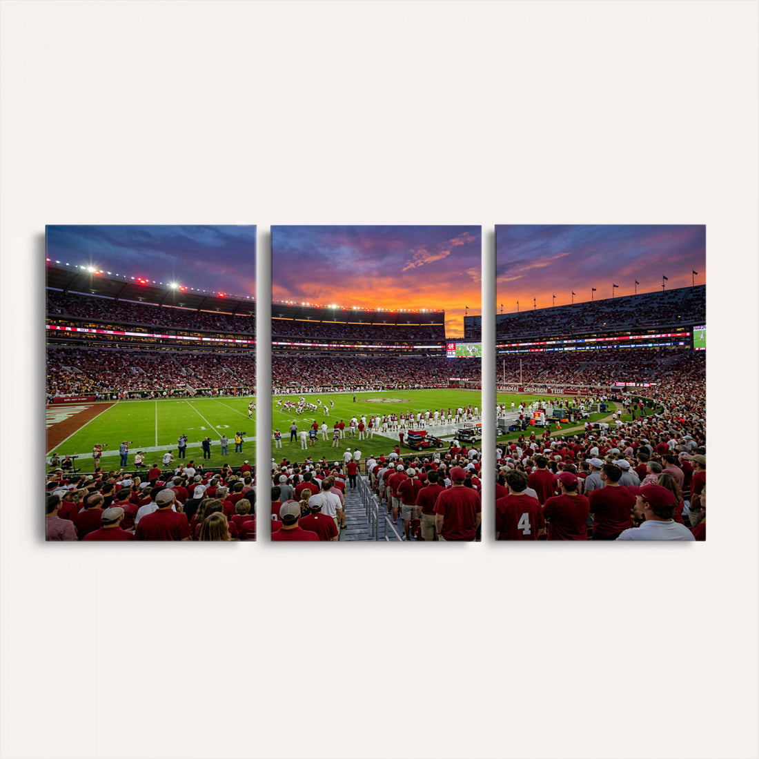 Extra Large Bryant Denny Canvas Wall Art, Alabama Crimson Tide College Football Print for Home Bar