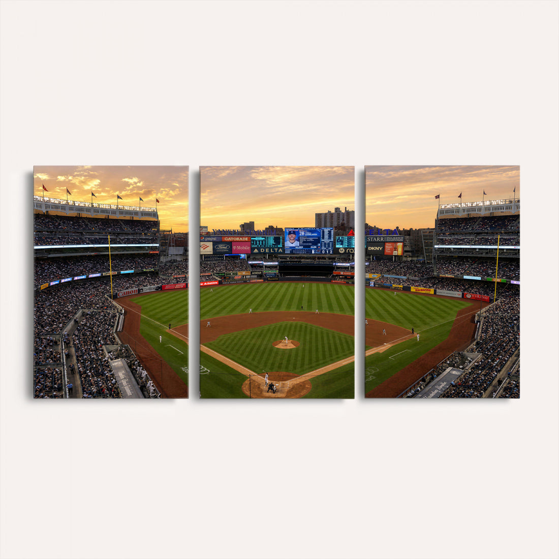 Yankee Stadium Canvas Wall Art, Bronx Baseball Print for Sports Den Decor