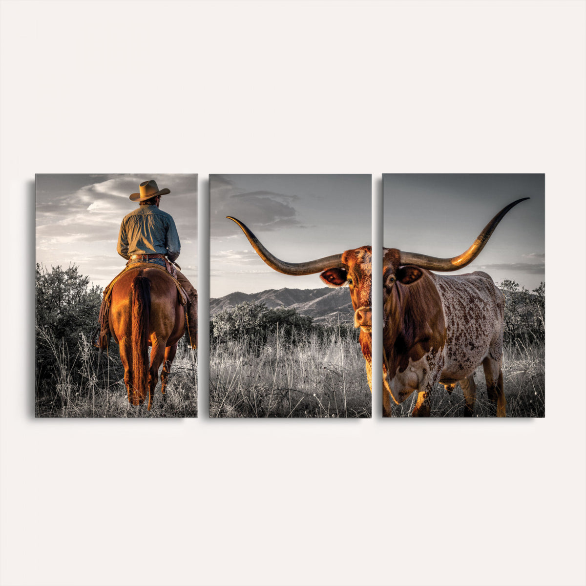 17066920-_Poster-30x20 - Extra Large Cowboy and Longhorn Wall Art Canvas Print