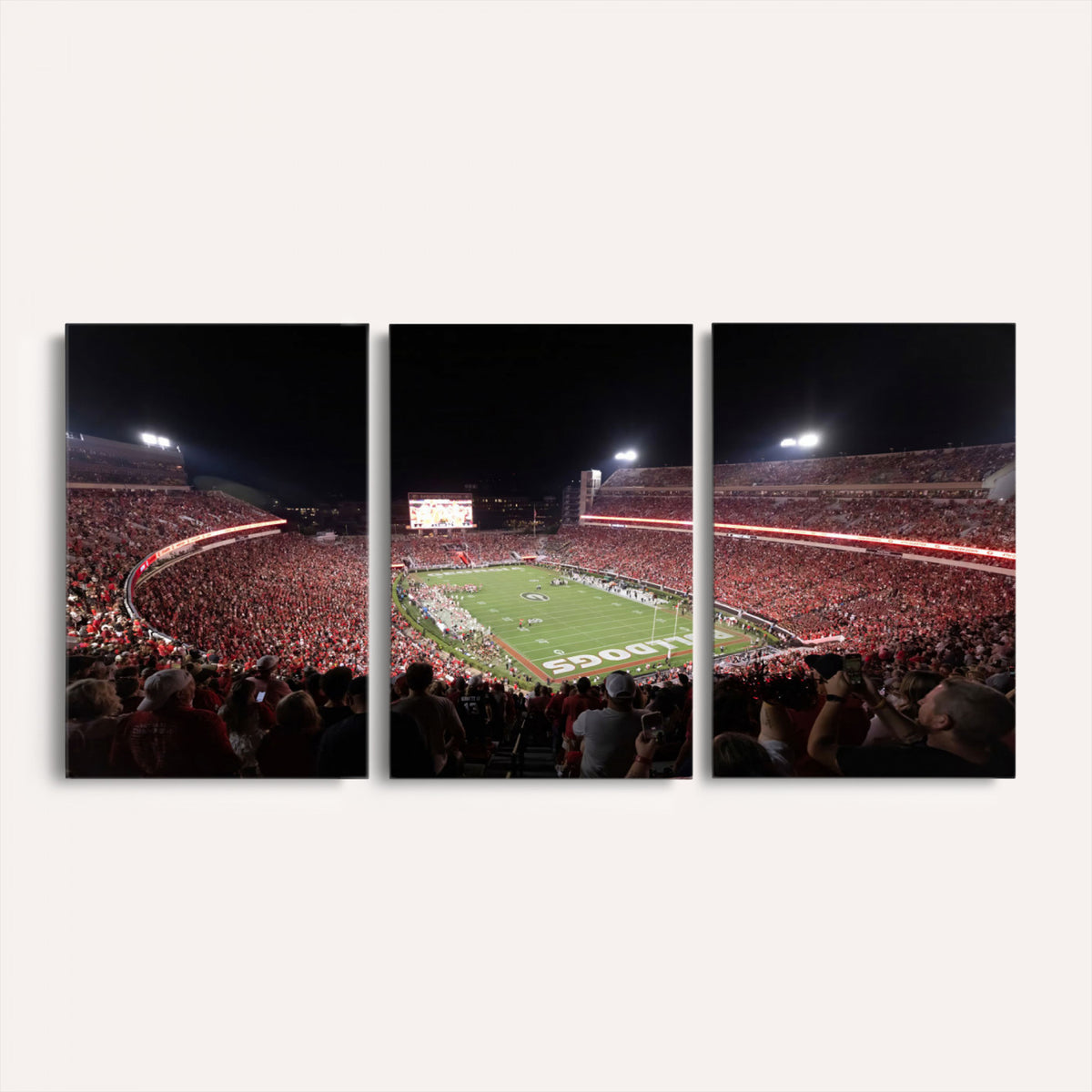 50587166-_Poster-30x20 - Sanford Stadium Georgia Bulldogs Canvas Print 3 Piece Framed Wall Art Extra Large Floating Frame Sports Poster Made in USA