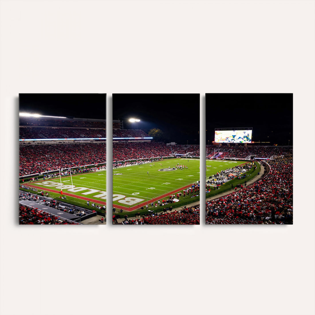 Georgia Bulldogs Sanford Stadium Canvas Print | 3 Piece Framed Wall Art, Extra Large Sports Print