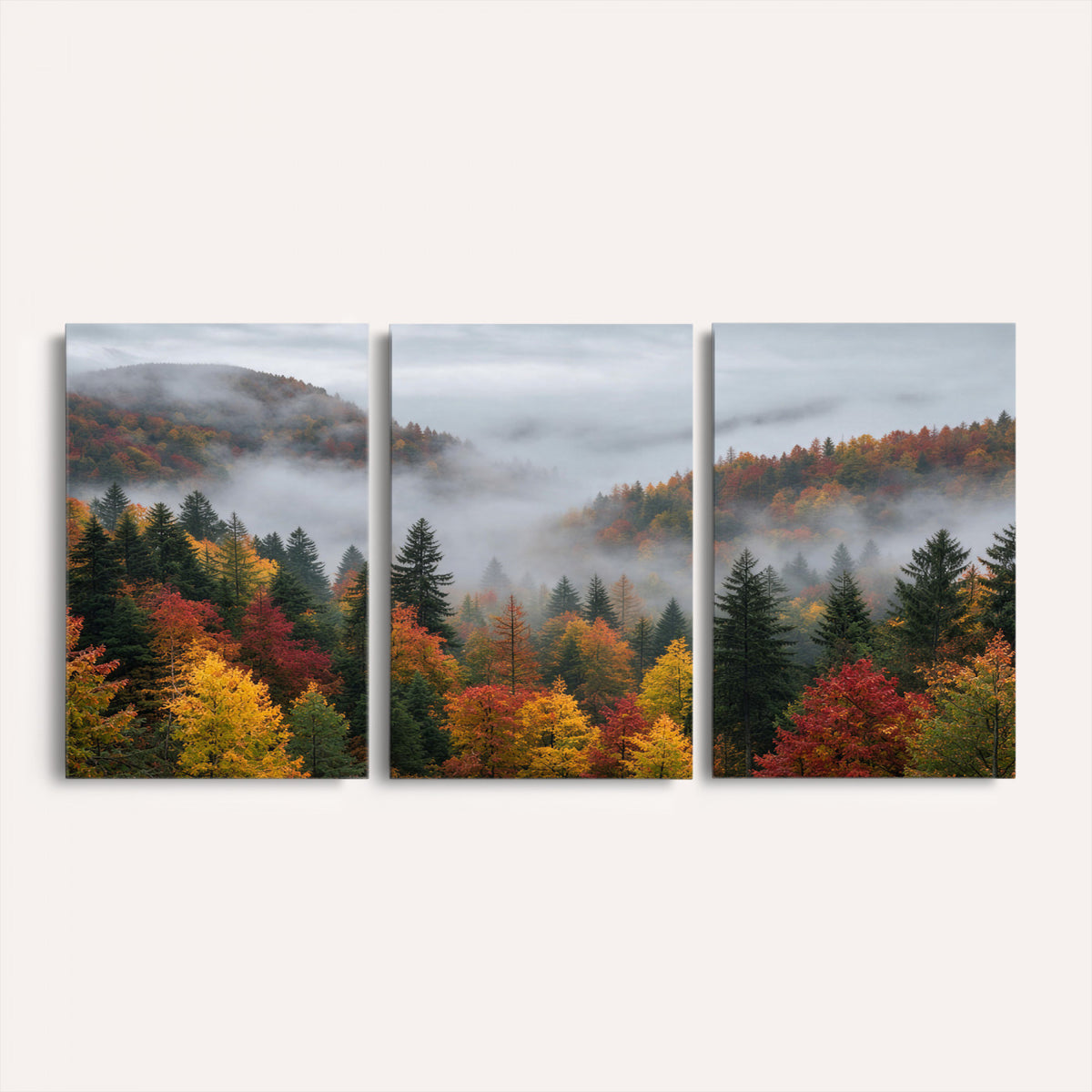 47877083-_Poster-30x20 - Fall Forest Misty Mountain Canvas Print Smoky Mountain Landscape Wall Art Autumn Trees Nature Poster Printing
