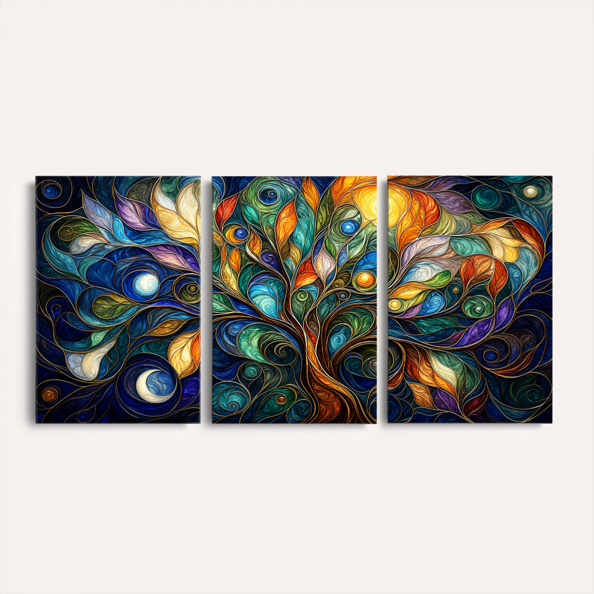 60127105-MGV-CV-36X24 - Psychedelic Tree Of Life Wall Art - Vibrant Swirl Cosmic Nature Decor