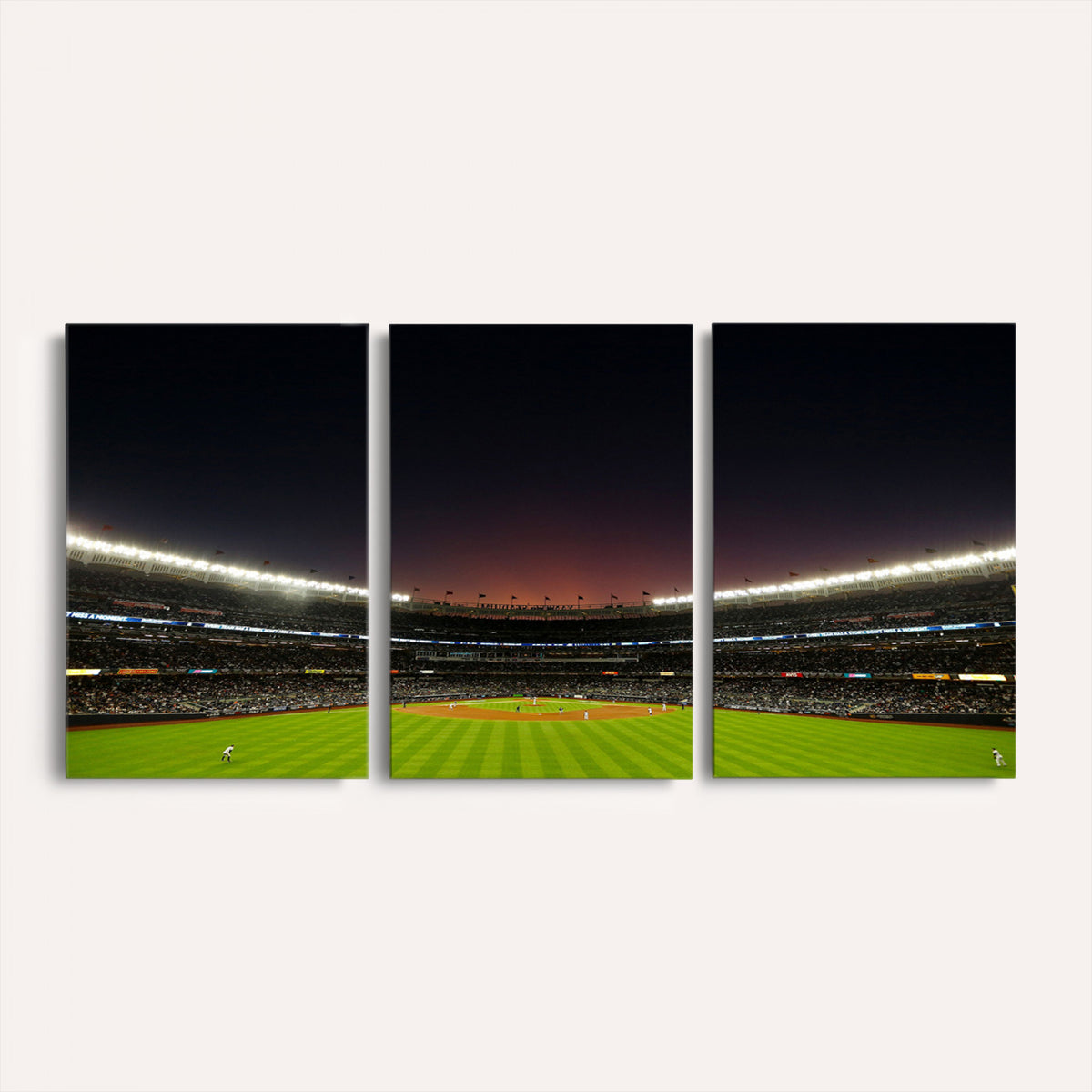 59138-MGV-CV-36X24 - Yankee Stadium Night Game Triple Canvas, New York Yankees Stadium Wall Art