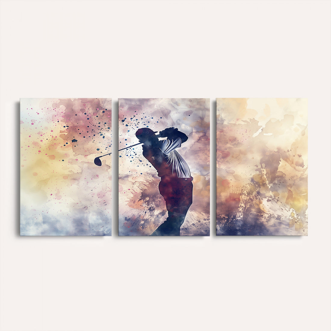 Abstract Watercolor Golf Player Wall Art Canvas Print