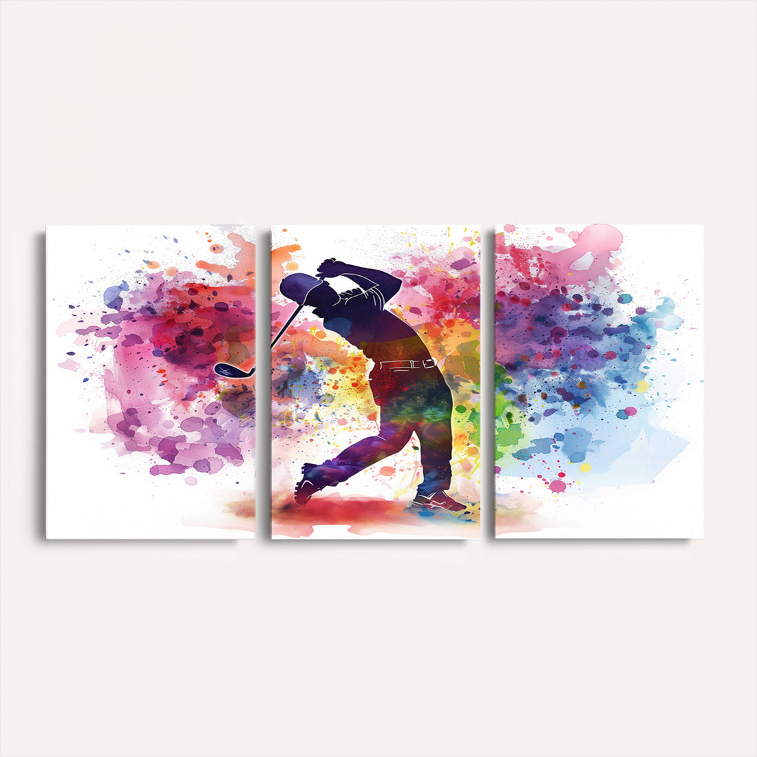 Colorful Golfer Swing Wall Art Canvas Print, Ready to Hang