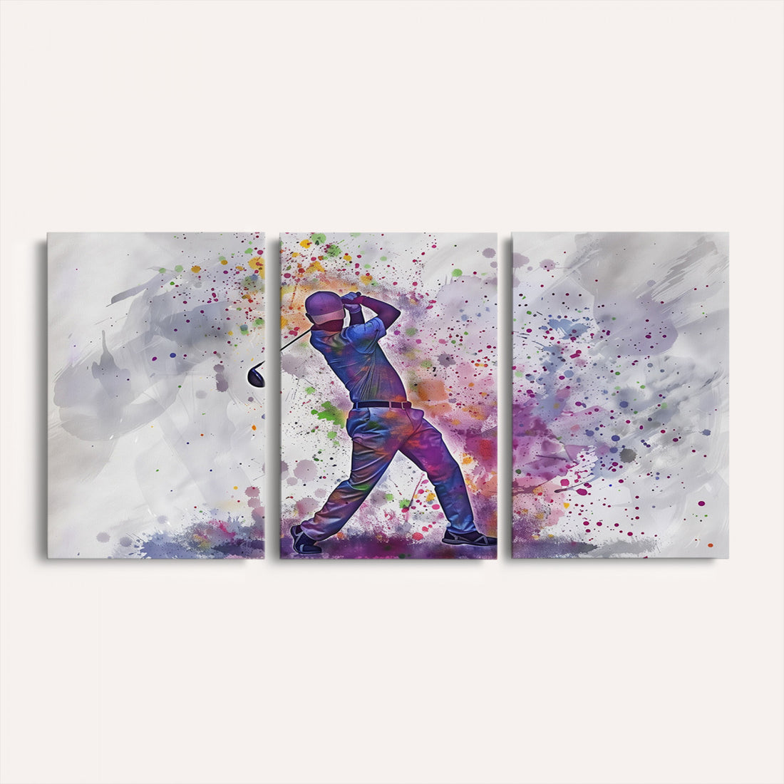 Watercolor Golf Swing Wall Art Canvas Print, Vibrant, Framed and Ready to Hang