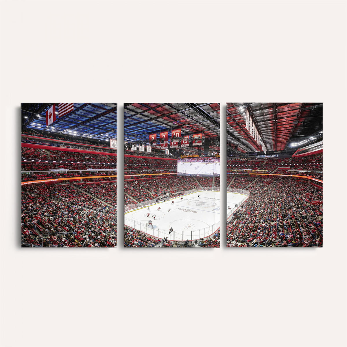 62263-MGV-CV-36X24 - Barton Malow Little Caesars Arena Detroit Wall Art Canvas Print - Detroit Hockey and Basketball