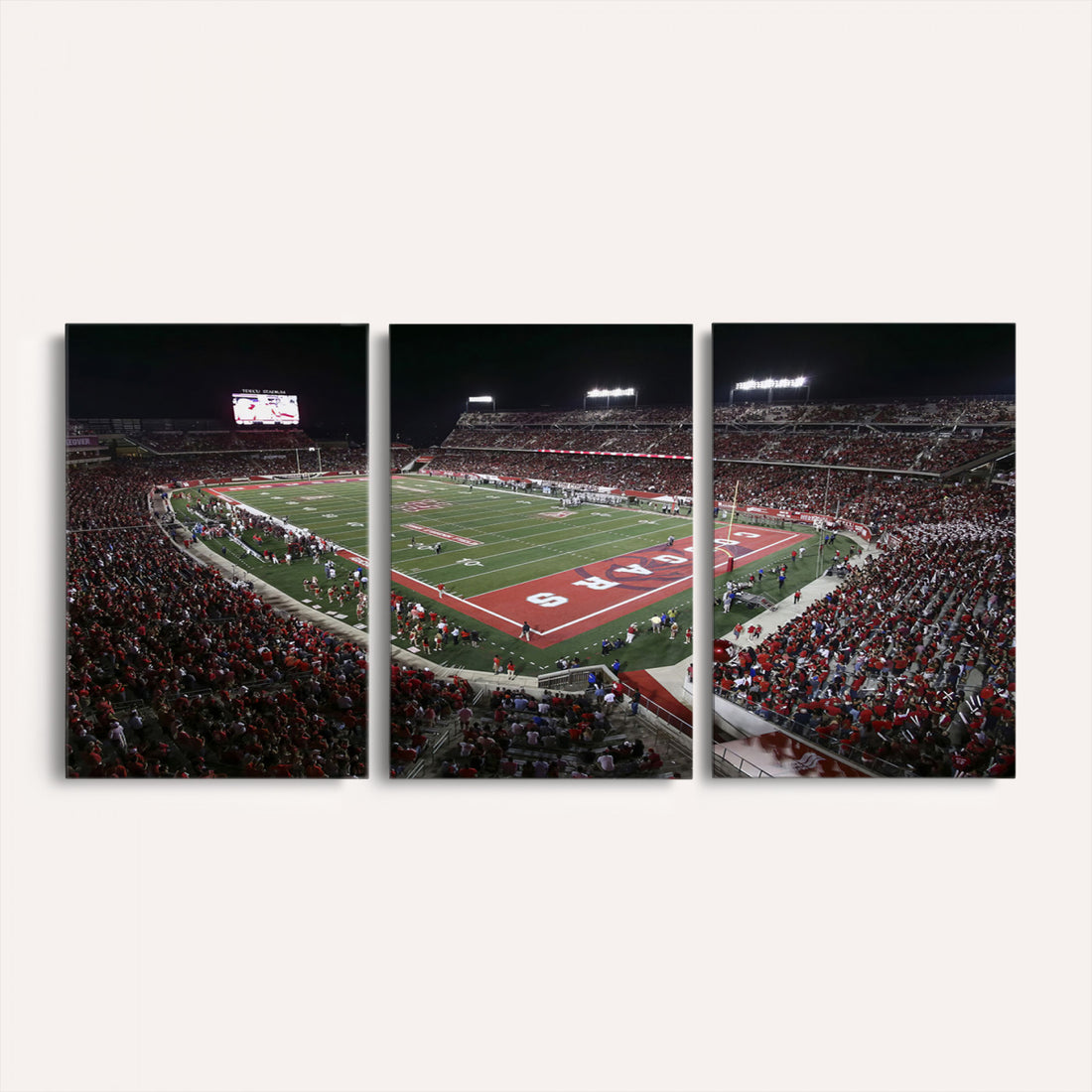 Houston Cougars Football Team Print, Houston TDECU Stadium, Framed and Ready to Hang