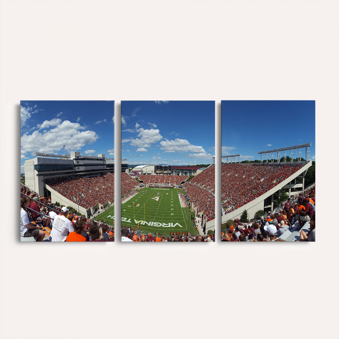 Virginia Tech Hokies Football Team Print, Blacksburg Lane Stadium, Framed and Ready to Hang