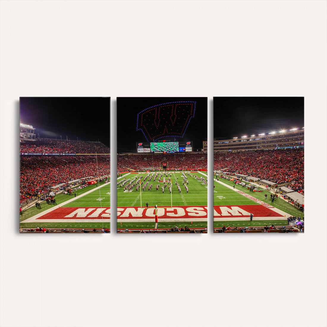 Wisconsin Badgers Football Team Print Canvas, Madison Camp Randall Stadium