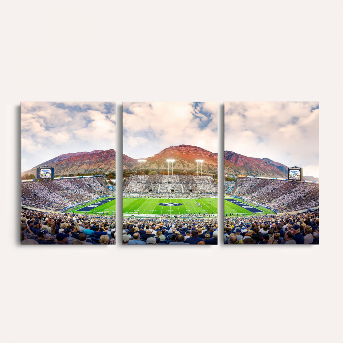 85734-MGV-CV-36X24 - Brigham Young University Cougars Football Team Print - Provo LaVell Edwards Stadium Wall Art Canvas