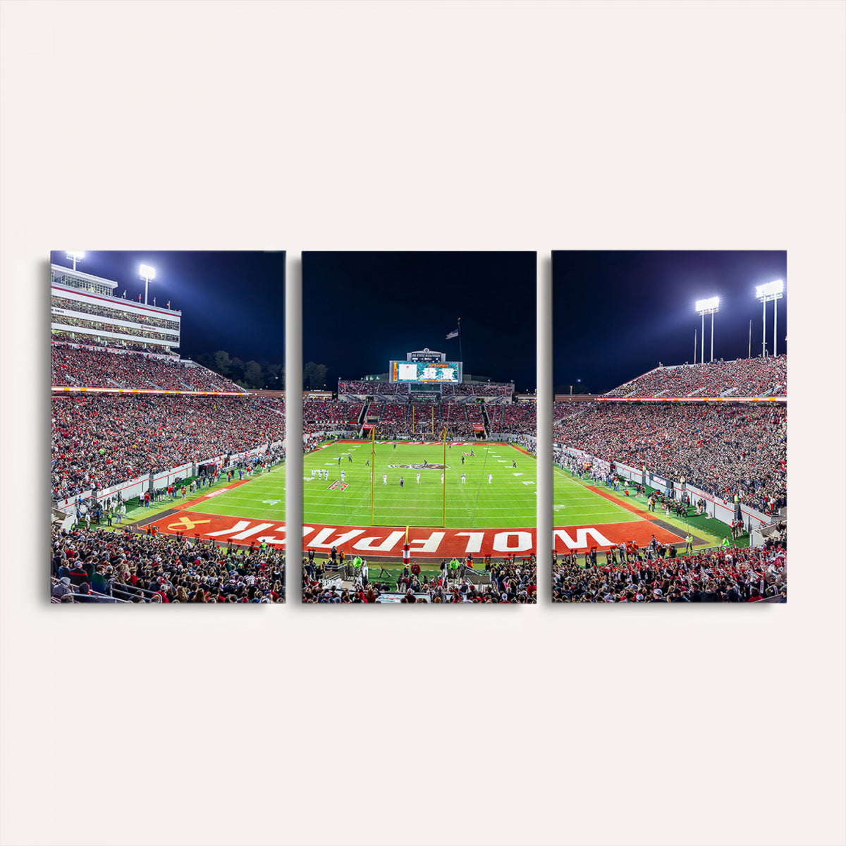 80943-MGV-CV-36X24 - Wolfpack Football Team Print - Raleigh Carter-Finley Stadium Wall Art Canvas Print
