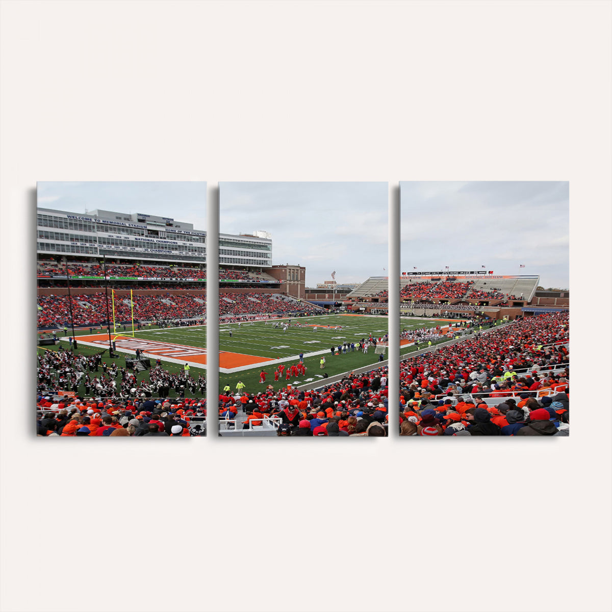 86851-MGV-CV-36X24 - University of Illinois Fighting Illini Football Team Print - Champaign Illinois Memorial Stadium