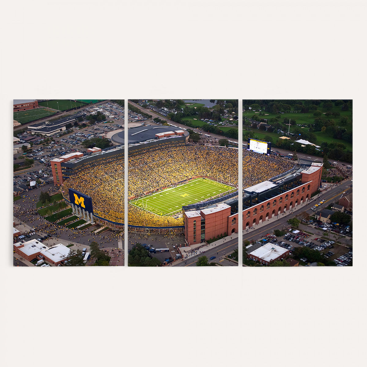 95248-PAN-FL-20X10 - University of Michigan Wolverines Football Team Print - Ann Arbor Michigan Stadium Wall Art Canvas