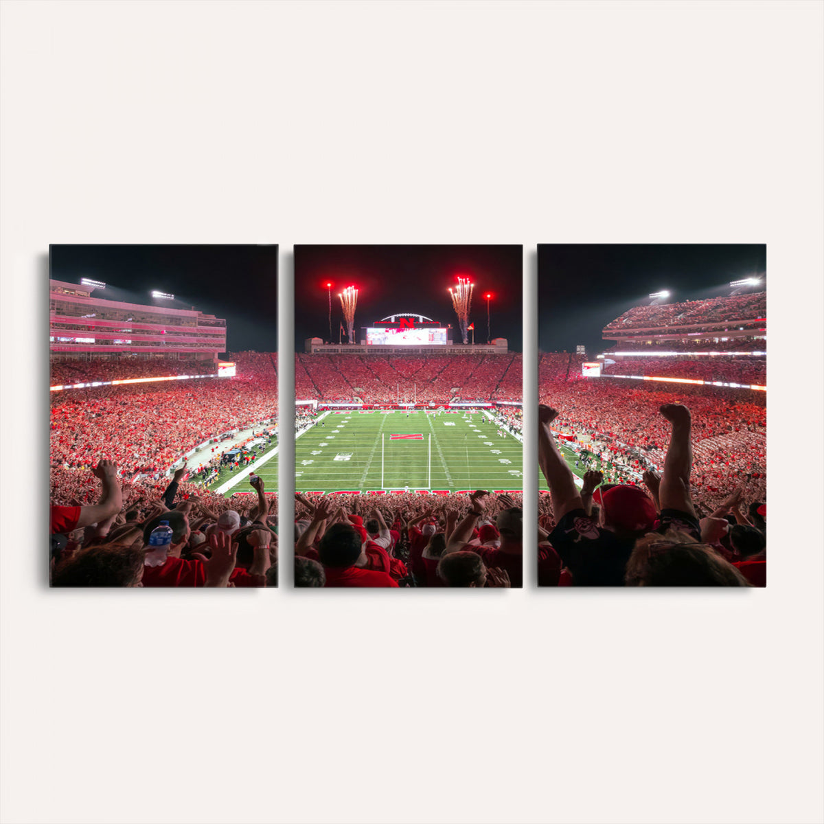43351-MGV-CV-36X24 - University of Nebraska Cornhuskers Football Team Print - Lincoln Memorial Stadium Wall Art Canvas