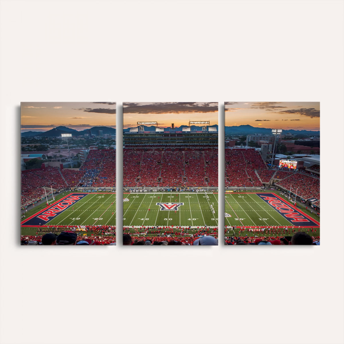 99722-MGV-CV-36X24 - Framed Arizona Wildcats Football Team Print - Tucson Arizona Stadium Wall Art Canvas Print