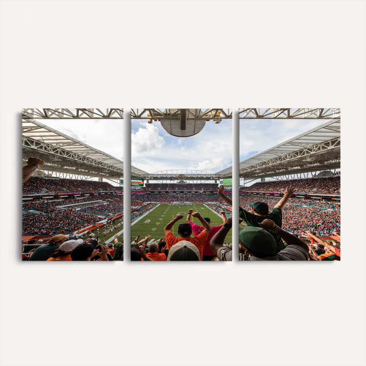 66239-PAN-FL-20X10 - Miami Hurricanes Football Team Wall Art Print - Miami Hard Rock Stadium Wall Art Canvas Print