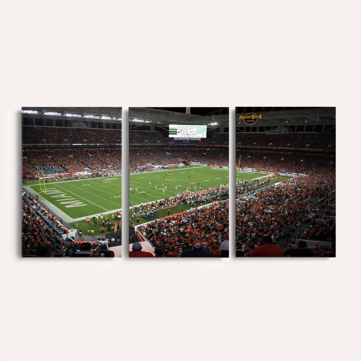 33698-PAN-FL-20X10 - Miami Hurricanes Football Team Print Canvas- Miami Hard Rock Stadium Wall Art Canvas Print