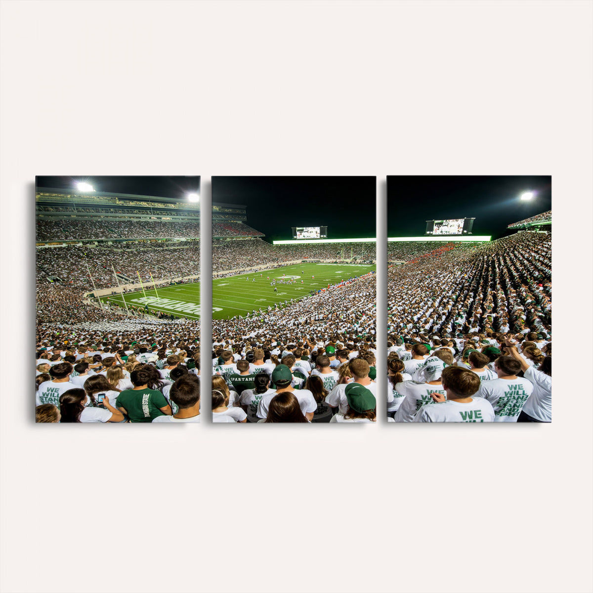 30457-PAN-FL-20X10 - Michigan State Spartans Football Canvas Print - East Lansing Spartan Stadium Wall Art Canvas Print