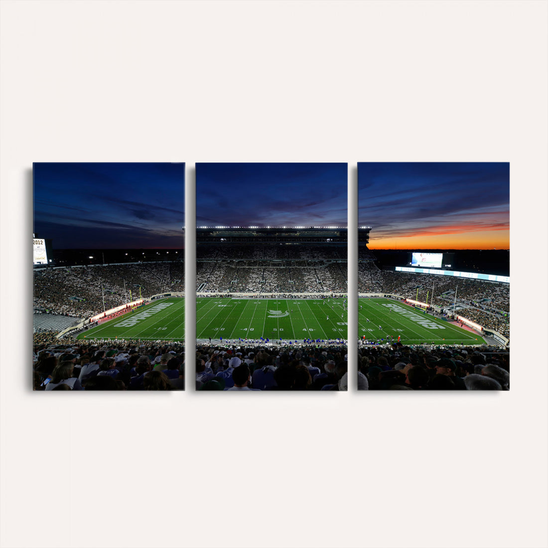 Michigan State Spartans Football Team Print, East Lansing, Home Bar Wall Decor