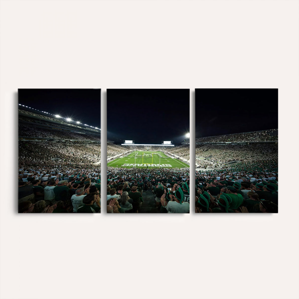 57523-PAN-FL-20X10 - Framed Michigan State Spartans Football Team Print - East Lansing Spartan Stadium Wall Art Canvas