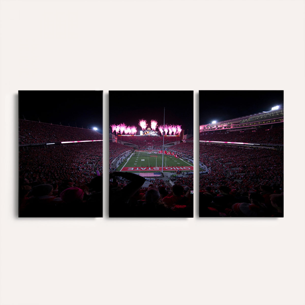 20483-PAN-FL-20X10 - Ohio State University Buckeyes Football Team Print - Columbus Ohio Stadium Wall Art Canvas Print
