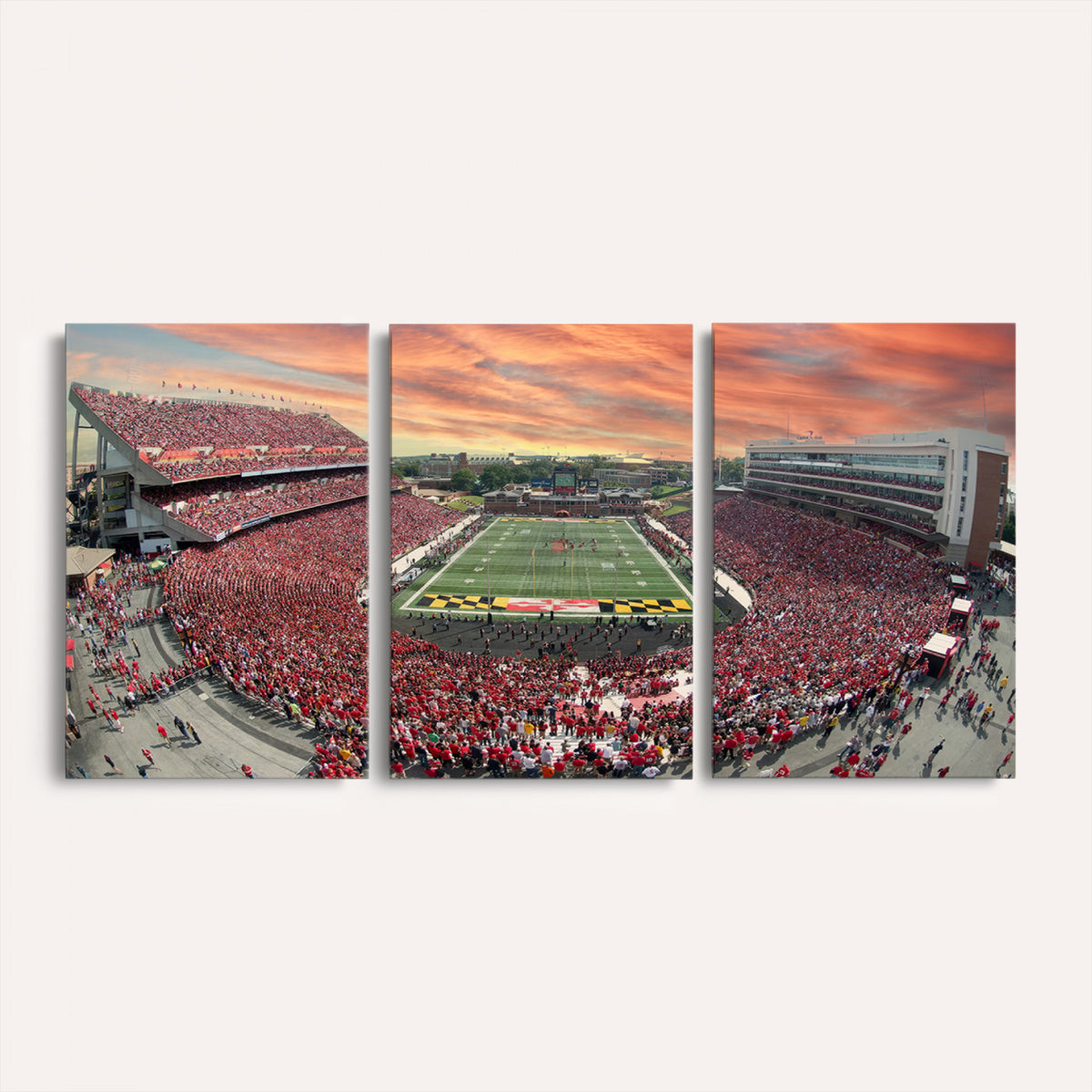 24140-PAN-FL-20X10 - University of Maryland Terrapins Football Team Print - College Park SECU Stadium Wall Art Canvas