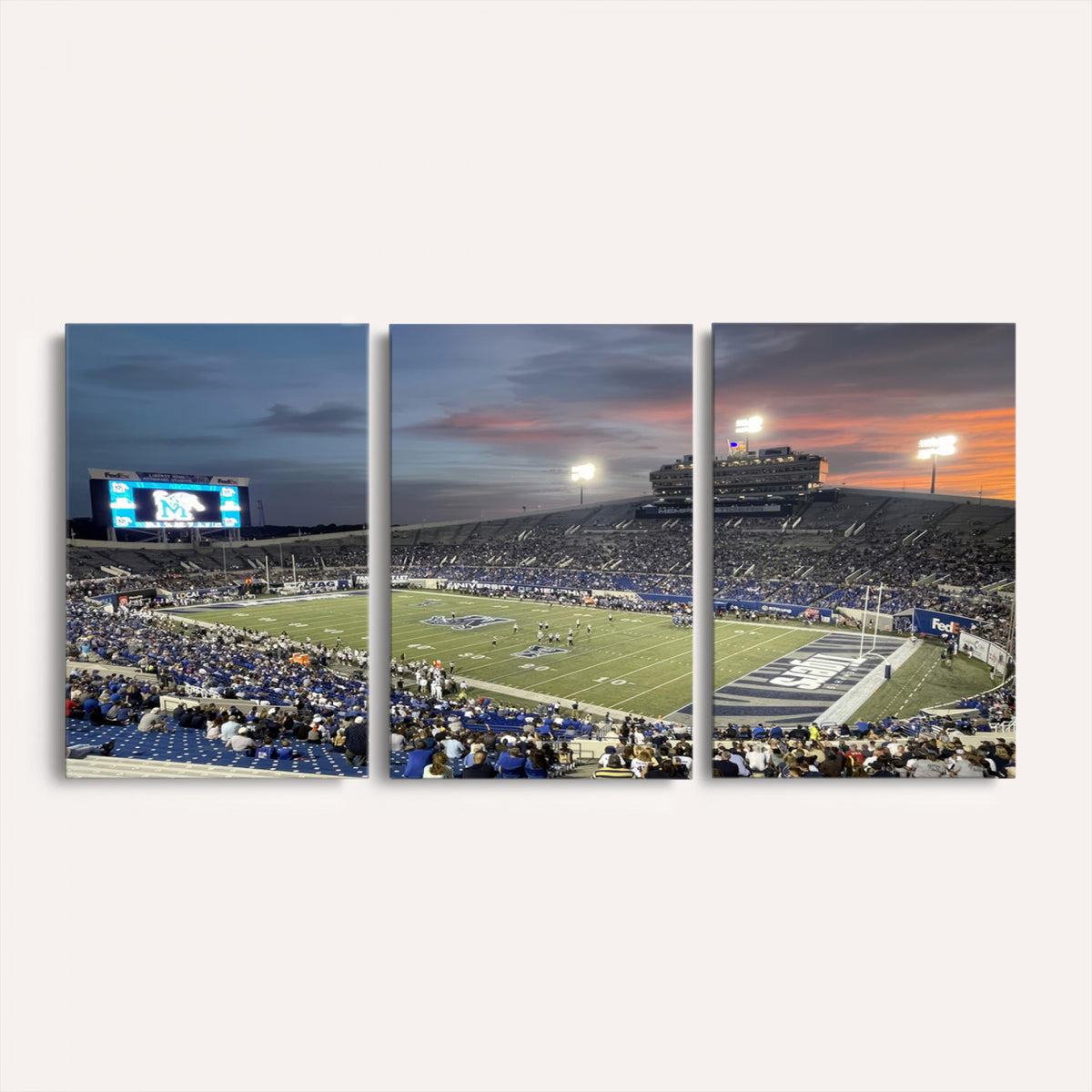 64409-PAN-FL-20X10 - Memphis Tigers Football Team Print - Memphis Simmons Bank Liberty Stadium Wall Art Canvas Print