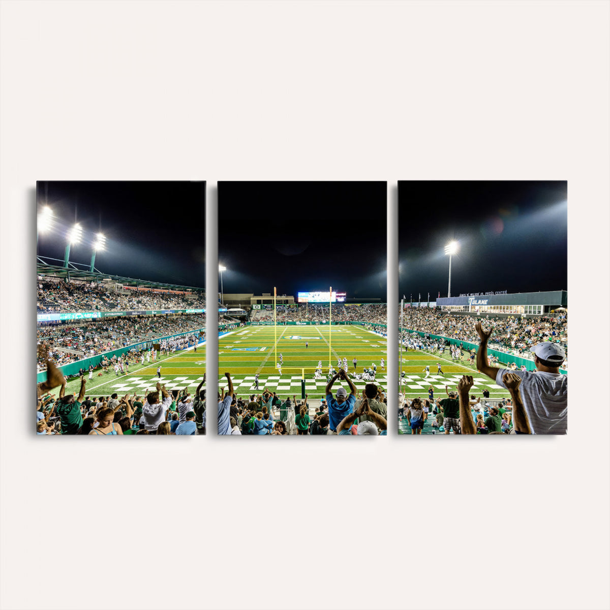 56448-MGV-CV-36X24 - The Tulane University Green Wave Football Team Print, New Orleans Yulman Stadium