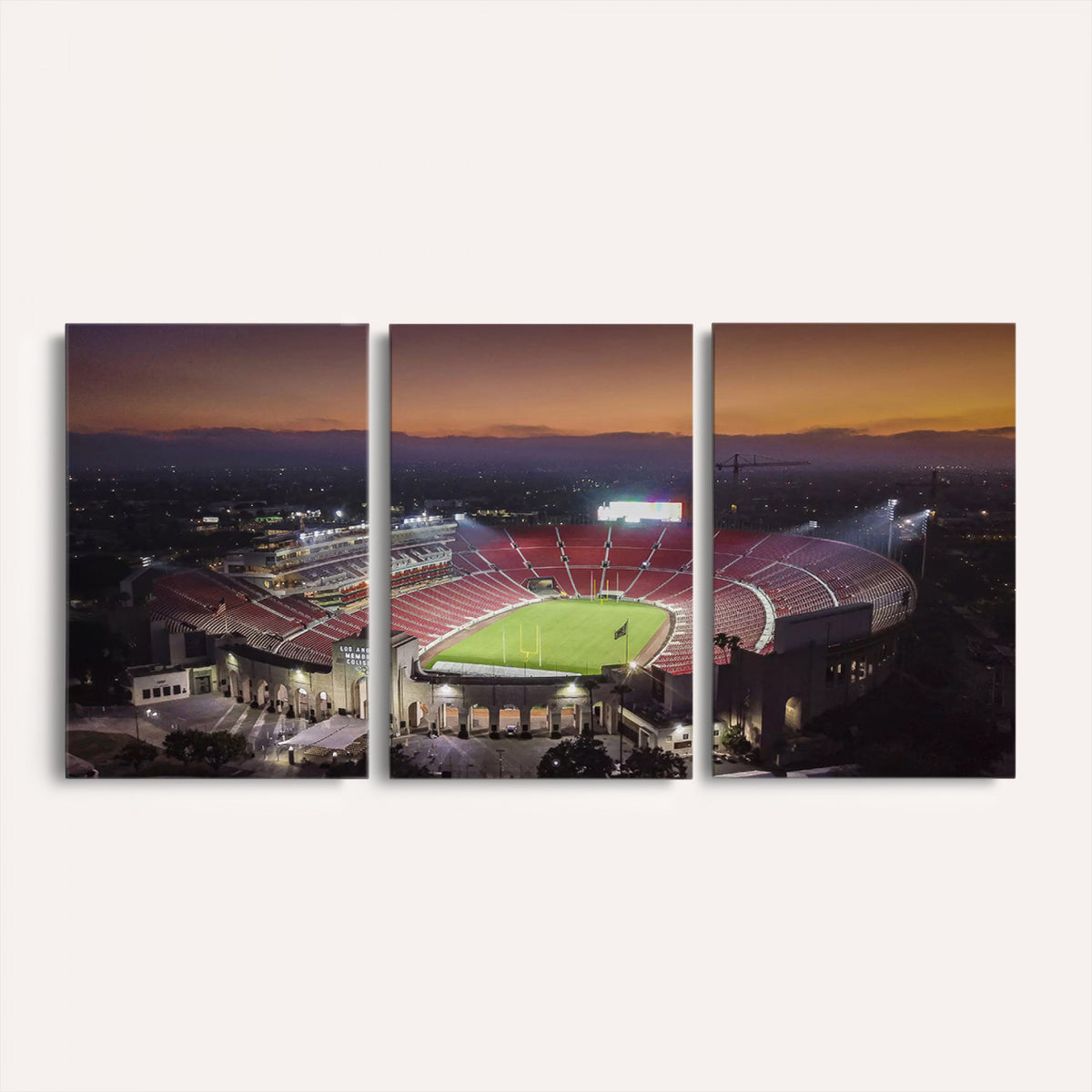 50666-MGV-CV-36X24 - The University of Southern California USC Trojans Football Team Print, Los Angeles Memorial Coliseum