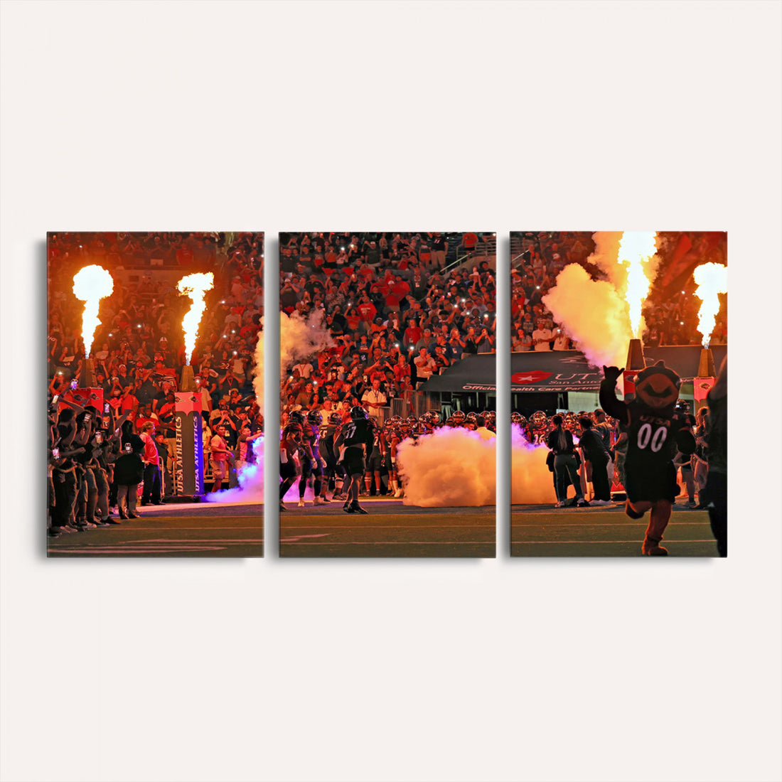 The University of Texas at San Antonio Roadrunners Football Team Print, Extra Large Game Room Wall Decor