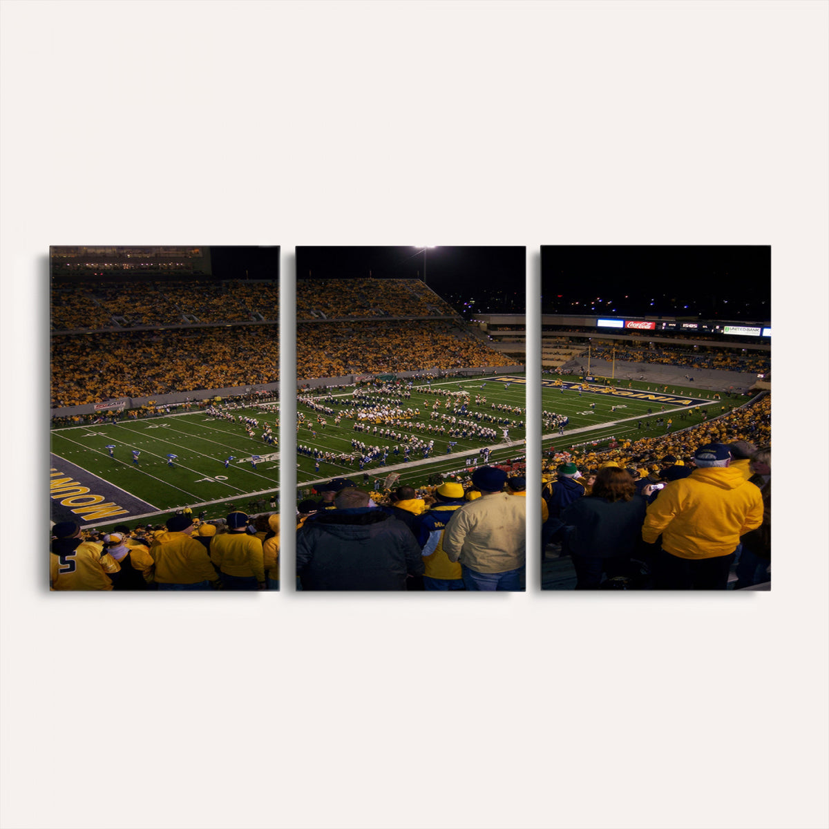 58154-MGV-CV-36X24 - West Virginia University Mountaineers Football Team Print, Milan Puskar Stadium, Morgantown
