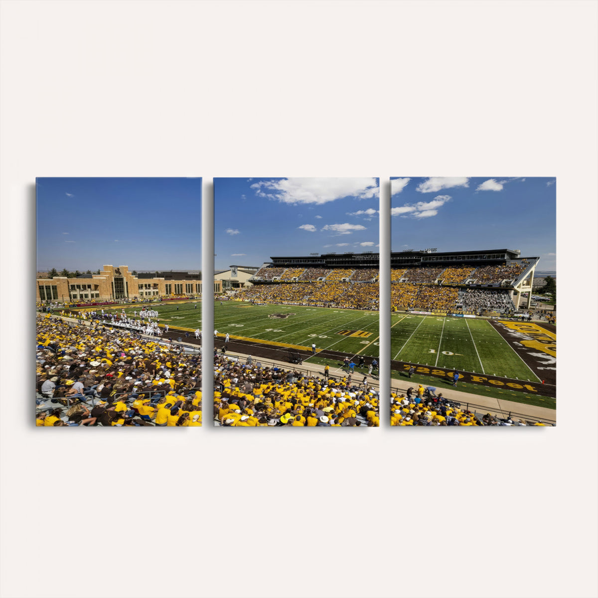 75112-MGV-CV-36X24 - University of Wyoming Cowboys Football Team Print, Laramie, Home Bar Wall Decor
