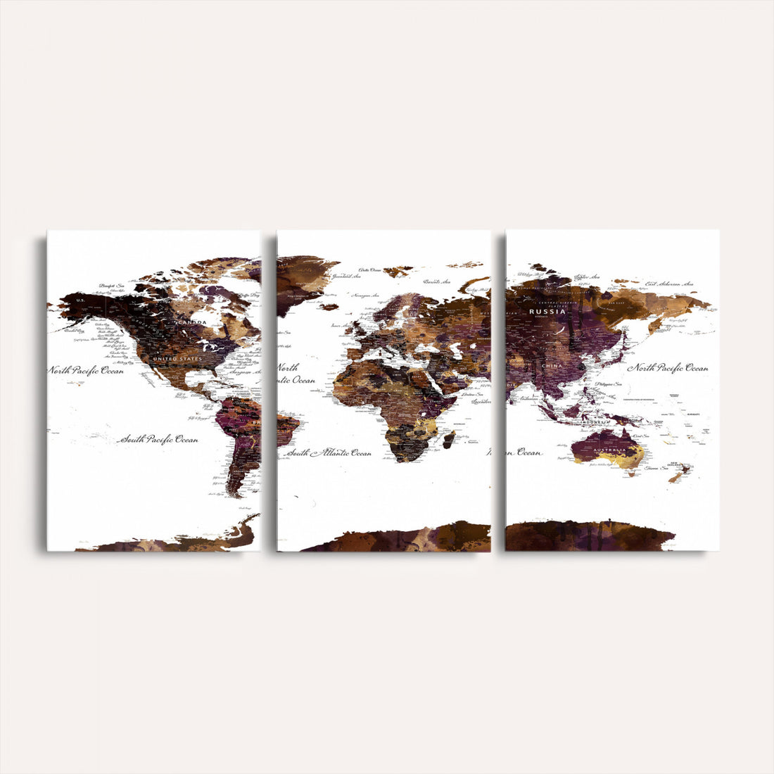 World Map Canvas Print | Detailed Map of the World Wall Art