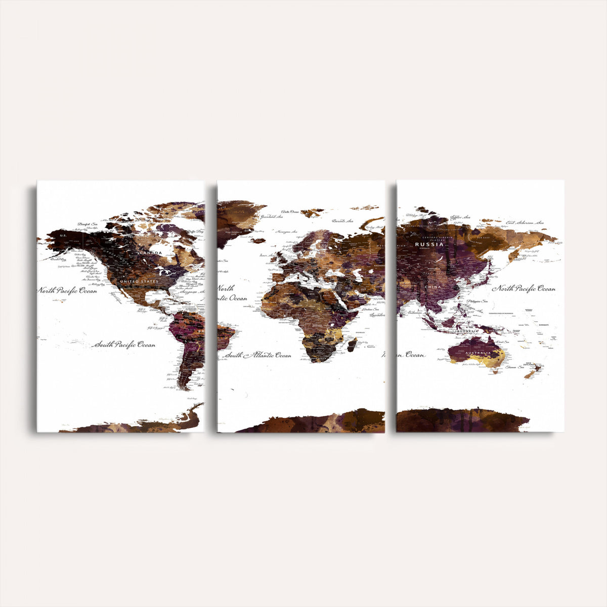 50611-PAN-FL-20X10 - World Map Canvas Print | Detailed Map of the World Wall Art