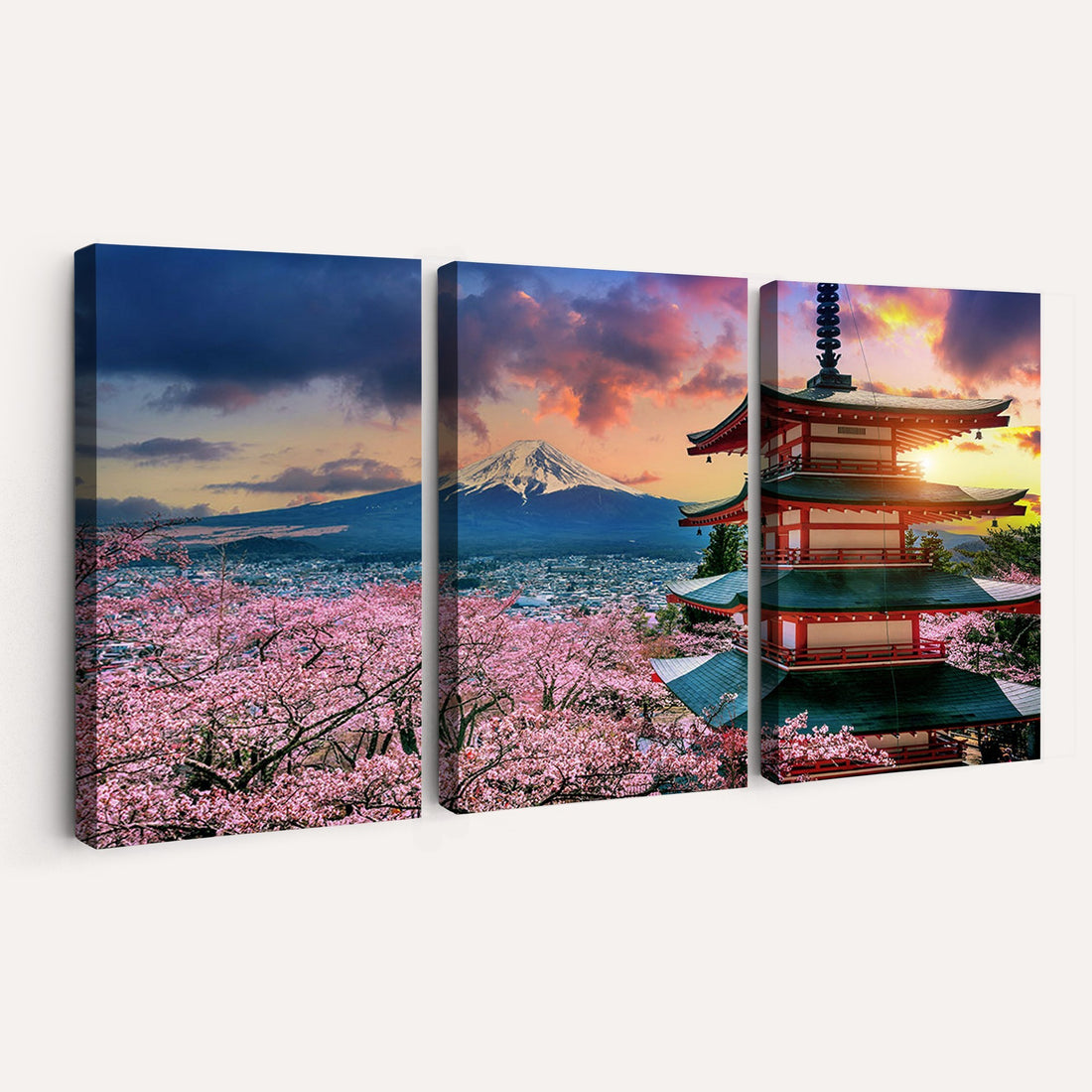 Cherry Blossoms Canvas Print, Chureito Pagoda and Mount Fuji Wall Art