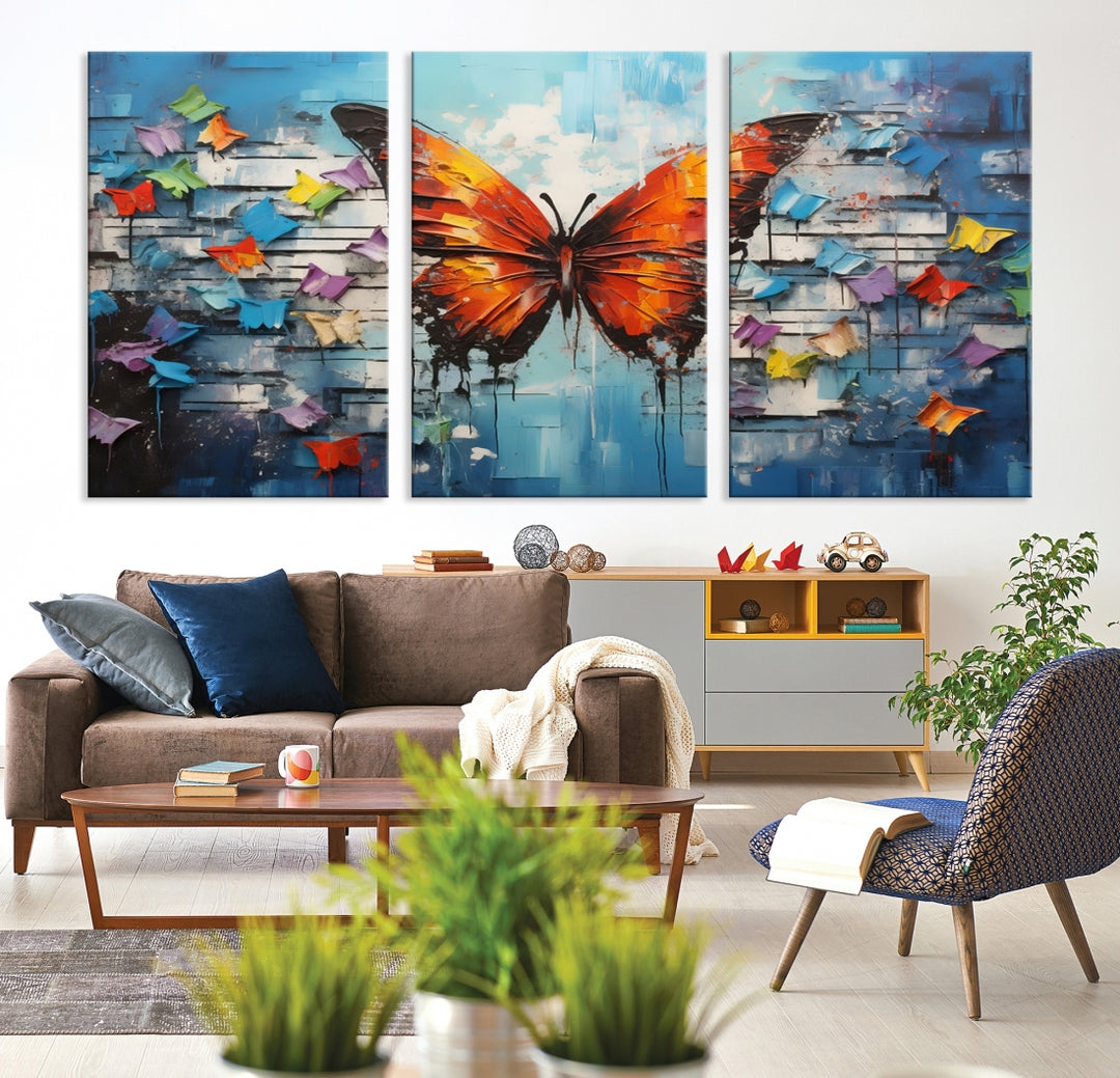 Butterfly Graffiti Abstract Canvas Print