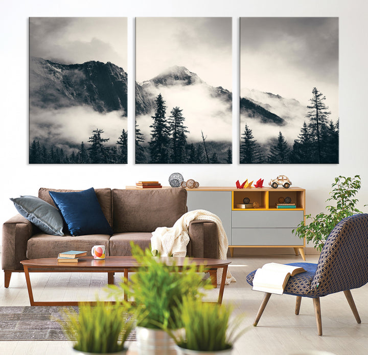 Montagnes Toile Foggy Forest Wall Art Mountain Banff Nal Park Print