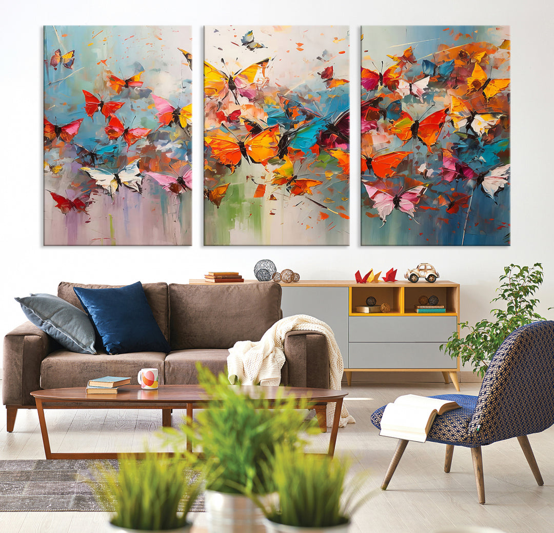Art mural papillon abstrait Impression sur toile