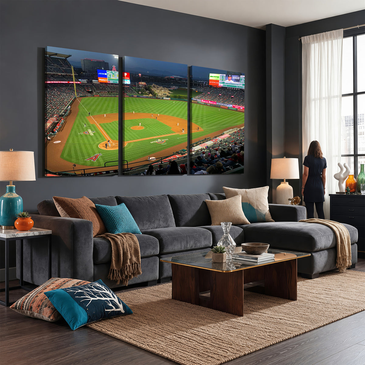 93707-MGV-CV-36X24 - Angel Stadium Aerial Canvas Print | Los Angeles Angels Baseball
