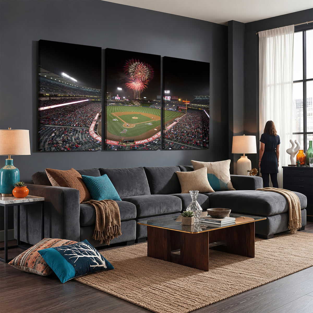 63592-MGV-CV-36X24 - Angel Stadium in Los Angeles Stadium Wall Art Canvas Print