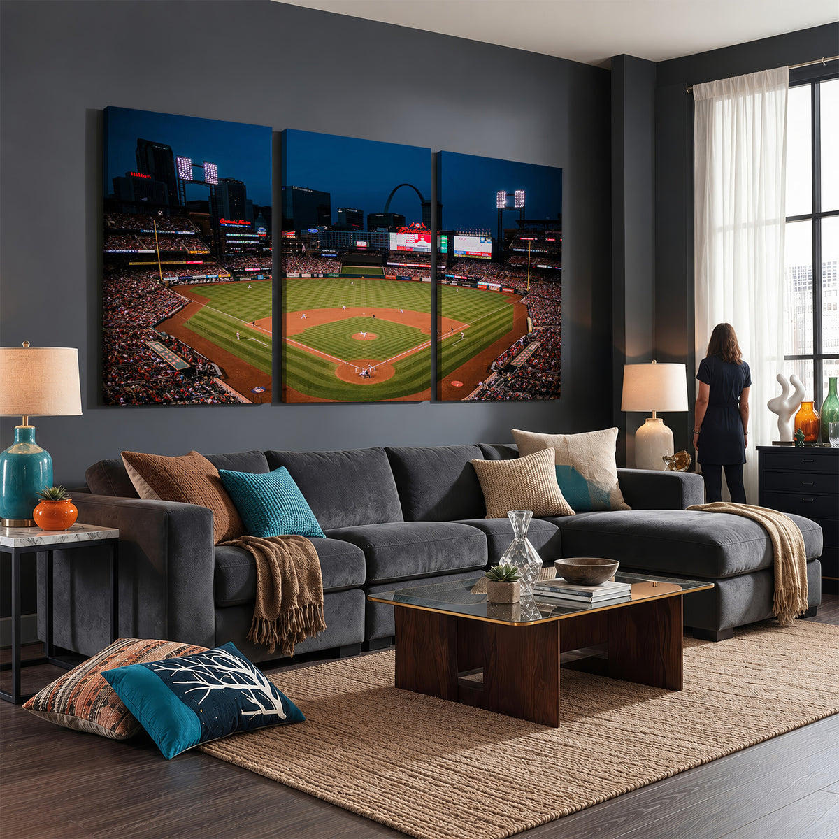 38612-MGV-CV-36X24 - St. Louis Cardinals Baseball Team Print - Busch Stadium Wall Art