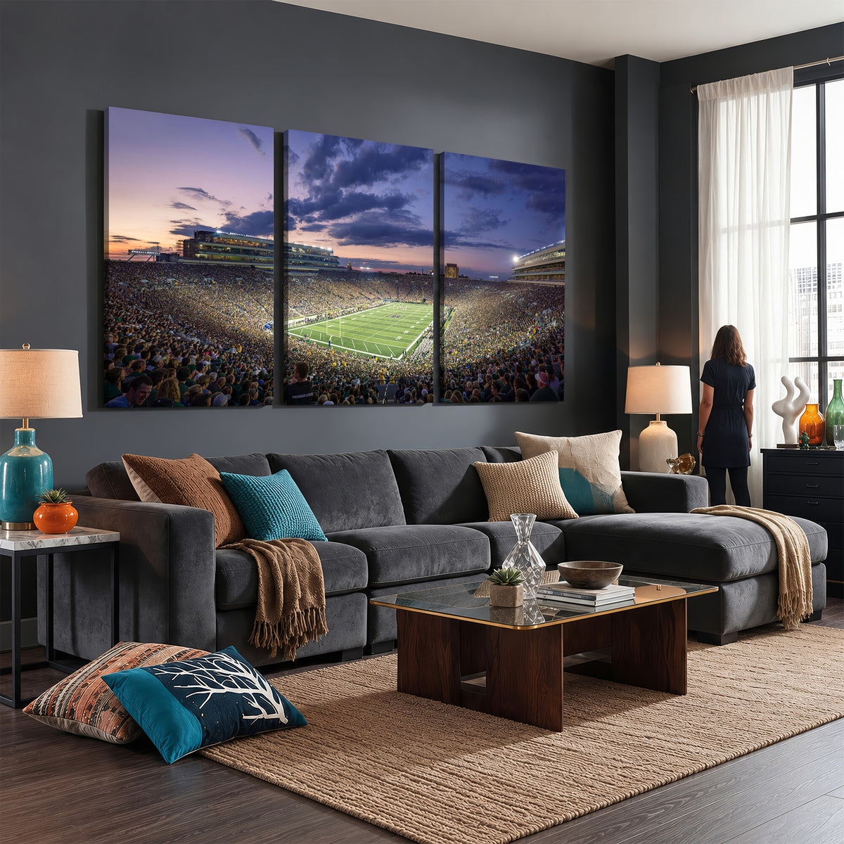 50825-MGV-CV-36X24 - Notre Dame Fighting Irish Football Team Print, Notre Dame Stadium Wall Art Canvas Print