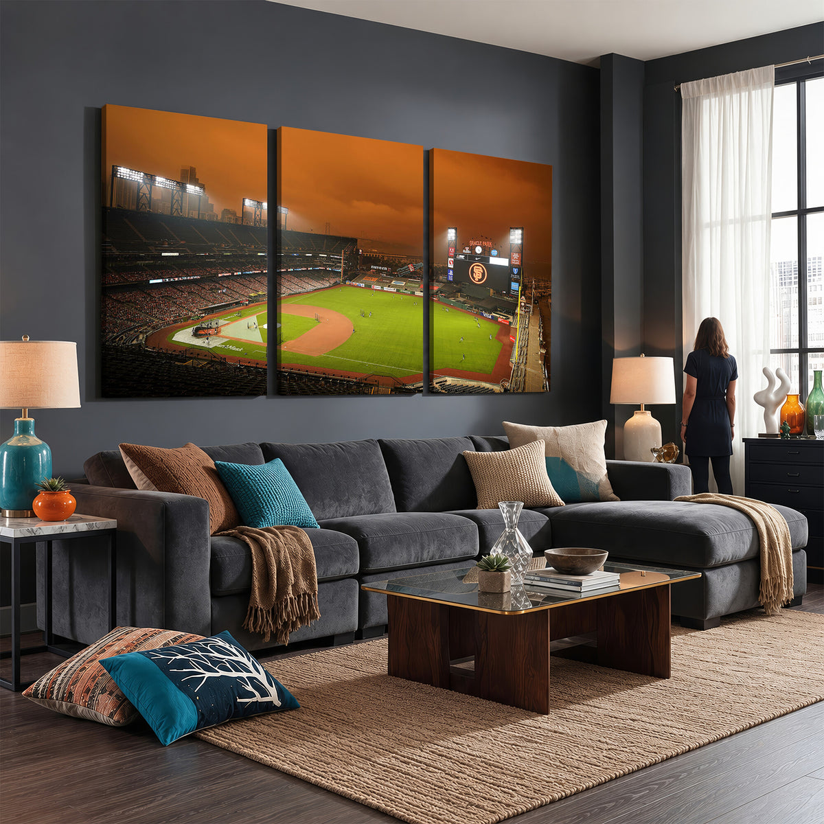 31315-MGV-CV-36X24 - San Francisco Giants Baseball Team Print, Oracle Park Stadium Wall Art Canvas Print