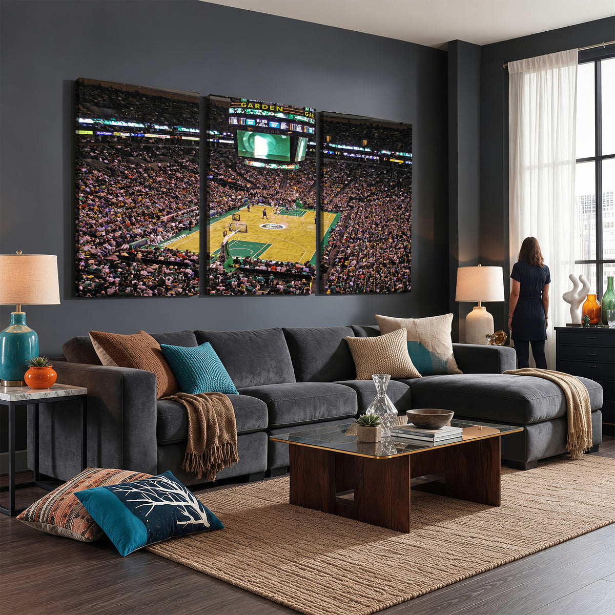 21705-MGV-CV-36X24 - TD Garden Basketball Canvas Wall Art | Boston Celtics Live Action